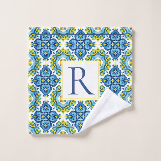 Abstract geometrisch mediterraan tegel patroon bad handdoek (Wasdoekje)