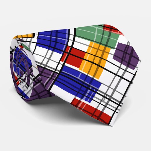 Abstract, geometrisch, meerkleurig stropdas (Opgerold)