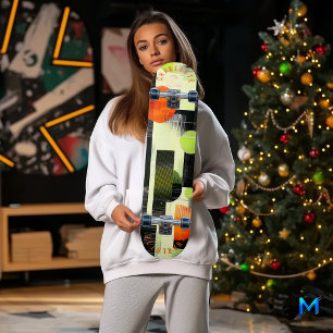 Abstract geometrisch met felle oranje en groene ti persoonlijk skateboard