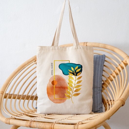 Abstract geometrisch midden-eeuws modern minimalis tote bag