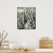 Abstract geometrisch minimalistisch stadsbeeld poster (Keuken)