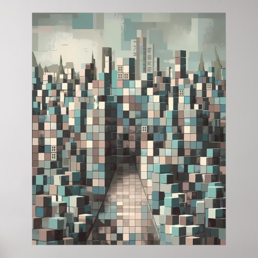 Abstract geometrisch minimalistisch stadsbeeld poster (Voorkant)
