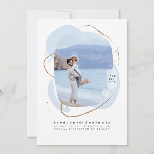 Abstract geometrisch modern Bewaar de datumfoto Save The Date (Voorkant)