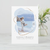 Abstract geometrisch modern Bewaar de datumfoto Save The Date (Staand voorkant)