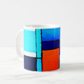 Abstract geometrisch modern blauw Sinaasappel Koffiemok (Voorkant links)