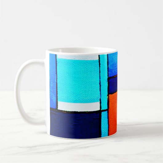 Abstract geometrisch modern blauw Sinaasappel Koffiemok (Links)