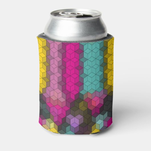 Abstract geometrisch modern hexagon vormt mozaïek blikjeskoeler (Blikje Achterkant)