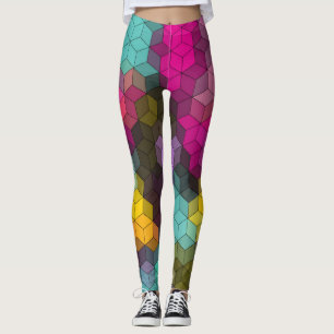 Abstract geometrisch modern hexagon vormt mozaïek leggings