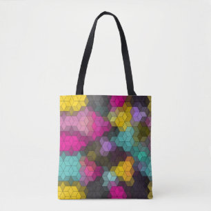 Abstract geometrisch modern hexagon vormt mozaïek tote bag