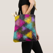 Abstract geometrisch modern hexagon vormt mozaïek tote bag (Dichtbij)