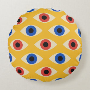 Abstract Geometrisch Modern Krachtig Boos Oog Patr Rond Kussen