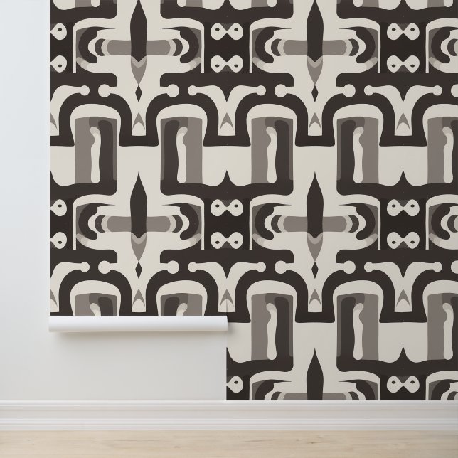 Abstract geometrisch monochroom kunstpatroon behang (Applicatie)