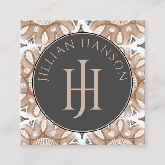 Abstract Geometrisch Monogrammed Logo Visitekaartj Vierkante Visitekaartje (Voorkant)