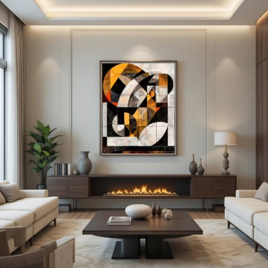 Abstract geometrisch mozaïek canvas afdruk