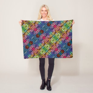 Abstract Geometrisch Mozaïek Dekbed Fleece Deken