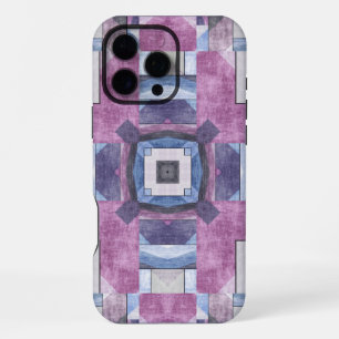 Abstract geometrisch mozaïek Paars, Blauw en Grijs iPhone 16 Pro Max Hoesje