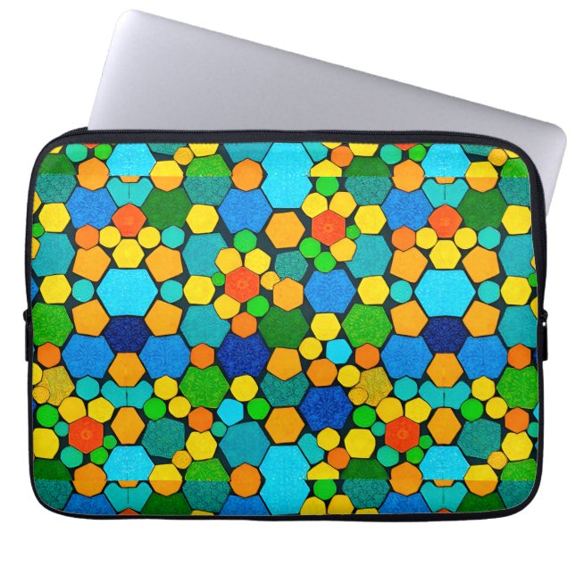 Abstract Geometrisch Mozaïekpatroon Laptop Sleeve (Voorkant)