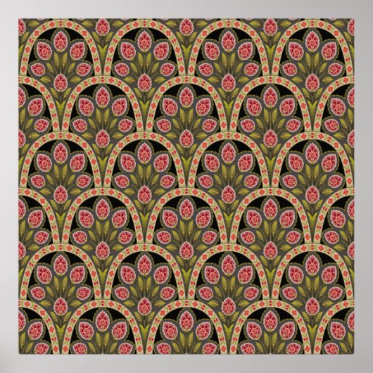 abstract geometrisch Mughal motief bloempatroon ku Poster (Voorkant)