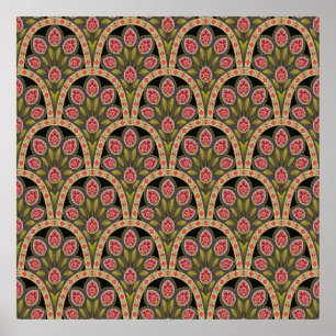 abstract Geometrisch mughal motif bloempatternart; Poster