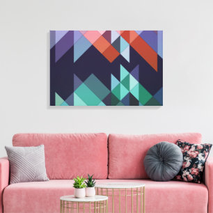 Abstract Geometrisch Navyblauw Groen Bruin Elegant Canvas Afdruk