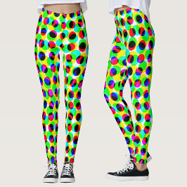 Abstract geometrisch neon kleur groene cirkels sti leggings