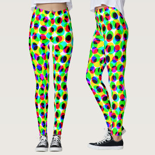Abstract geometrisch neon kleur groene cirkels sti leggings