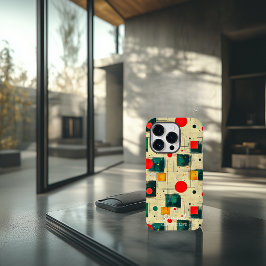 Abstract geometrisch ontwerp met aangepaste naam Case-Mate iPhone 14 pro hoesje