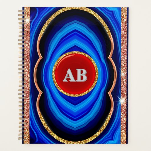 Abstract geometrisch ontwerp met blauw rood en gou planner (Voorkant)