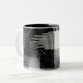 Abstract geometrisch ontwerp tweekleurige koffiemok (Voorkant links)