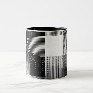 Abstract geometrisch ontwerp tweekleurige koffiemok