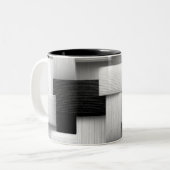 Abstract geometrisch ontwerp tweekleurige koffiemok (Voorkant links)