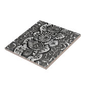 Abstract geometrisch ontwerp zwart wit tegeltje (Zijkant)