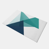 Abstract Geometrisch Origami Turkoois Blauw Deurmat (Schuin)