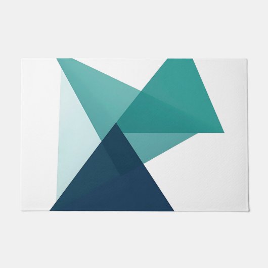 Abstract Geometrisch Origami Turkoois Blauw Deurmat (Voorkant)