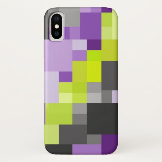 Abstract geometrisch paars groen grijs patroon Case-Mate iPhone case (Achterkant)