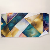 Abstract Geometrisch Paarse Roze Blauw Goud Strandlaken (Voorkant)