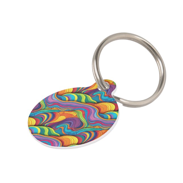 Abstract geometrisch patroon 34 - Pet Tag Huisdierpenning (Zijkant)