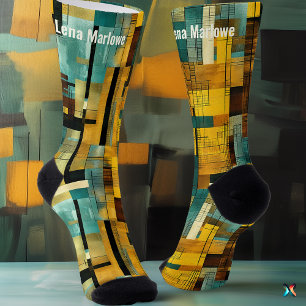 Abstract geometrisch patroon - aangepaste moderne sokken