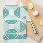 Abstract geometrisch patroon - blauw en wit. theedoek (Quarter Fold)