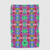 Abstract geometrisch patroon, blauw, roze, aangepa golfhanddoek (Voorkant)