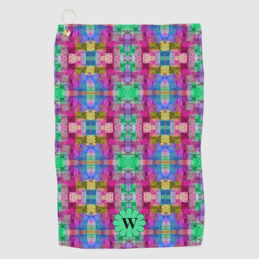 Abstract geometrisch patroon, blauw, roze, aangepa golfhanddoek (Voorkant)