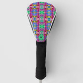 Abstract geometrisch patroon, blauw, roze, aangepa golfheadcover (Voorkant)