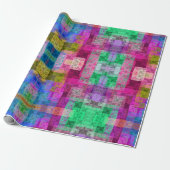 Abstract geometrisch patroon, blauw, roze, modern cadeaupapier (Uitgerold)