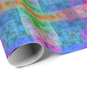 Abstract geometrisch patroon, blauw, roze, modern cadeaupapier (Rol Hoek)