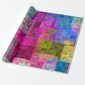 Abstract geometrisch patroon, blauw, roze, modern cadeaupapier (Uitgerold)