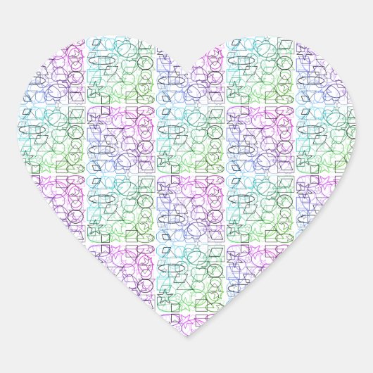 Abstract geometrisch patroon | Gesmolten en gefilt Hart Sticker (Voorkant)