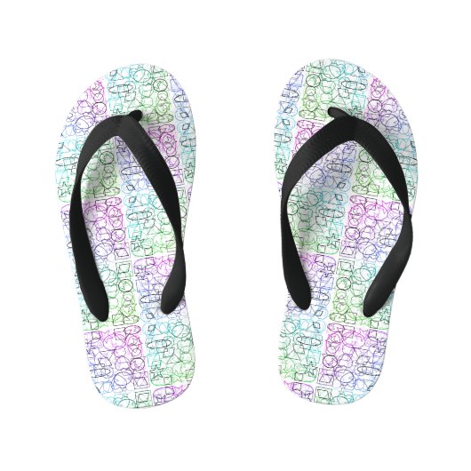 Abstract geometrisch patroon | Getegeld en gefilte Kinder Teenslippers (Voetbed)