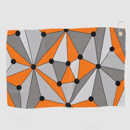 Abstract geometrisch patroon - grijs en oranje. golfhanddoek (Horizontaal)