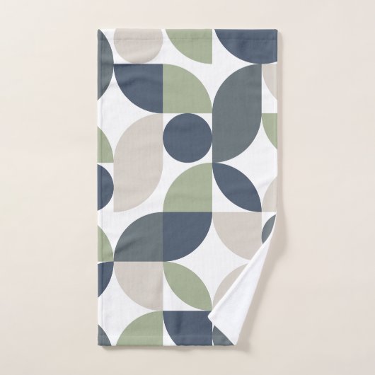 Abstract geometrisch patroon grijs groen midden ee bad handdoek (Handdoek)