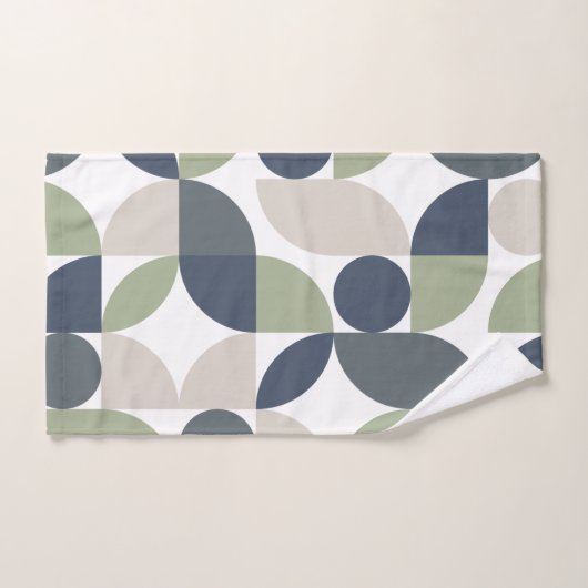 Abstract geometrisch patroon grijs groen midden ee bad handdoek (Handdoek)